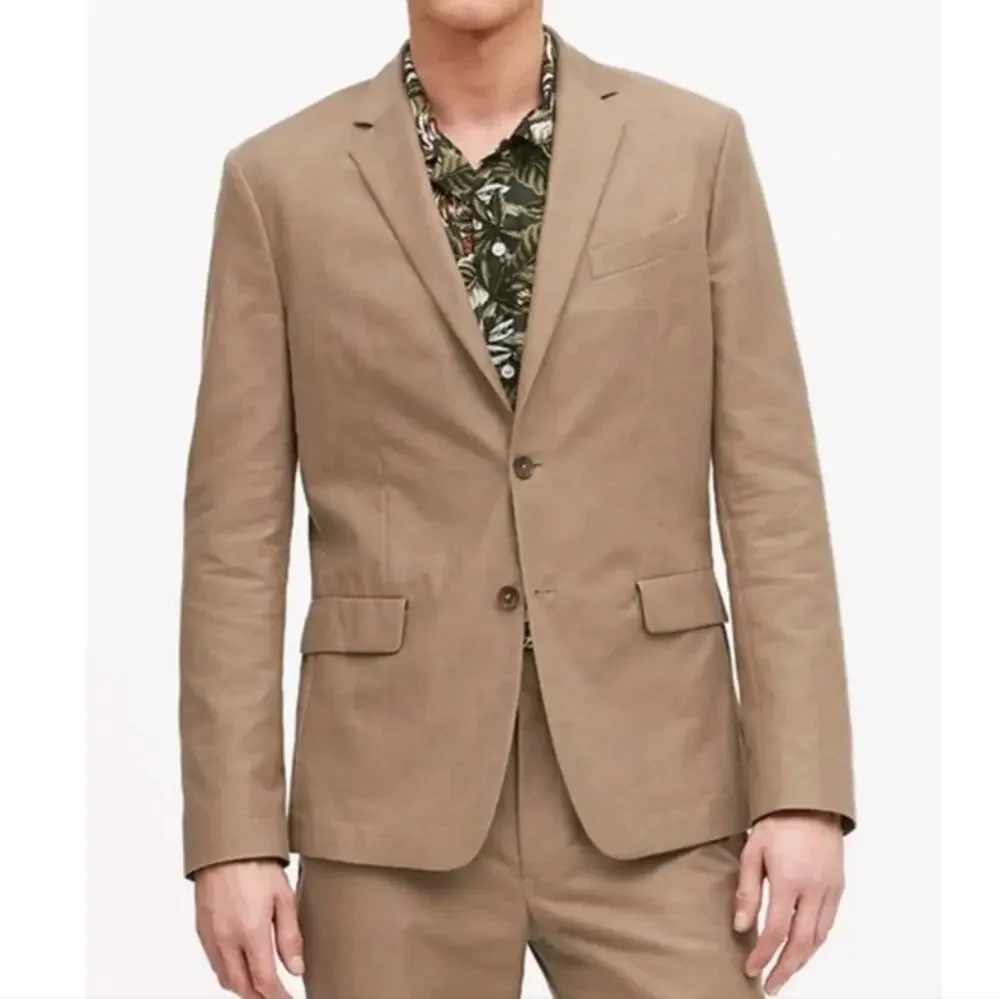 Banana Republic Mens Cotton Blazer Sports Coat Size 44 Tan Business Prep Classic